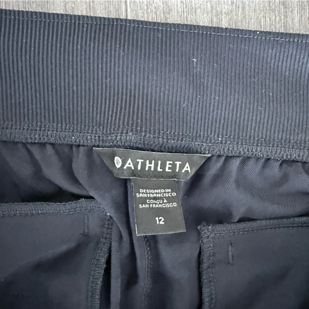 ATHLETA Brooklyn Textured Jogger Blue Camo Size 12 Pants 982553 Travel Pull On